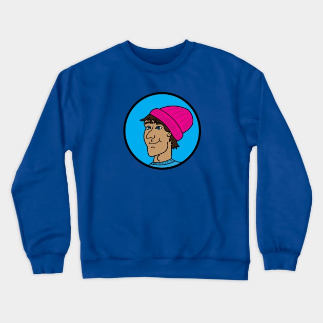 Dude in a hot pink beanie Crewneck Sweatshirt by The Hot Pink Beanie